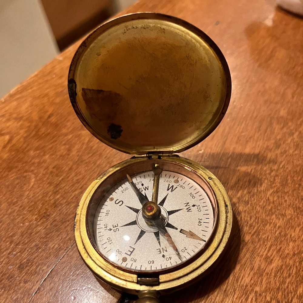 Vintage brass pocket compass